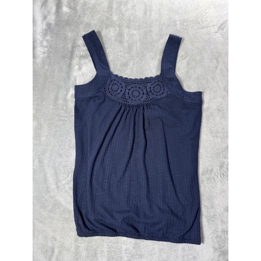 Maurices Navy Sleeveless Tank Top With Crochet Detail At Neckline Size S